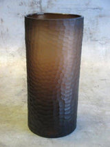 Carved Cylinder Vase Amber